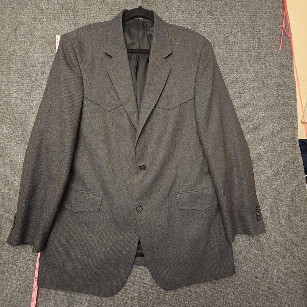 Luskey's Ryons Blazer Sport Coat Mens 44L Gray Poly Wool Western Tweed Jacket